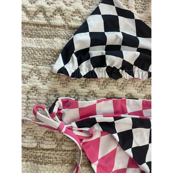 Solid & Striped Bloomingdales XL Bikini Iris Wavy Check Swimsuit Black Wht NEW - Picture 5 of 7